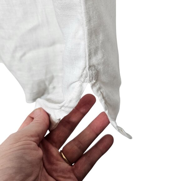 Dolma S/M White Linen Drawstring Pants Elastic Waist & Pockets Pull On Wide Leg - Picture 8 of 12